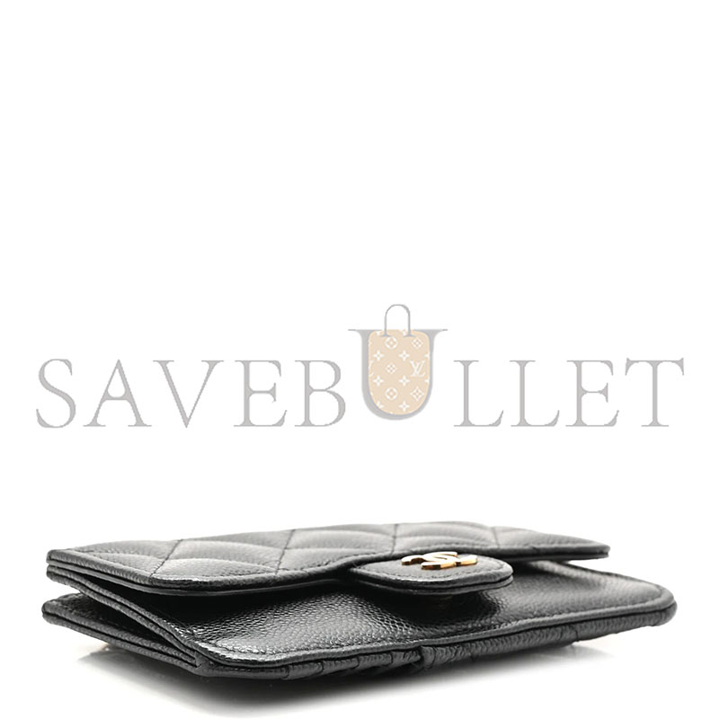 CHANEL CAVIAR QUILTED FLAP ZIP CARD HOLDER BLACK AP0374 (13*7.5*1cm)